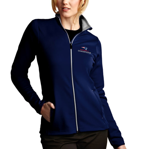 New England Patriots Antigua Women's Super Bowl LI Champions Leader Full-Zip Jacket - Navy/Silver